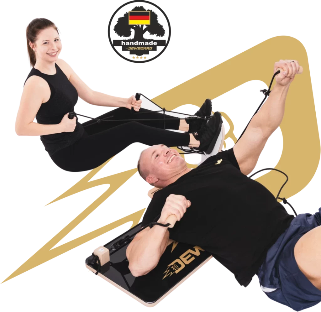 Frau und Mann trainieren an Dewboard Pro smart und Rope Plate